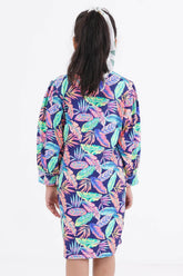 Girl's Dress (8-11Y) (Navy Printed)